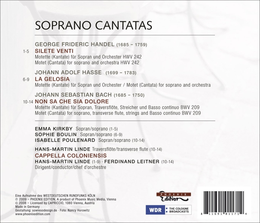 Johann Adolf HASSE, J.S. BACH: Soprano Cantatas, HANDEL: Silete venti - slide-1
