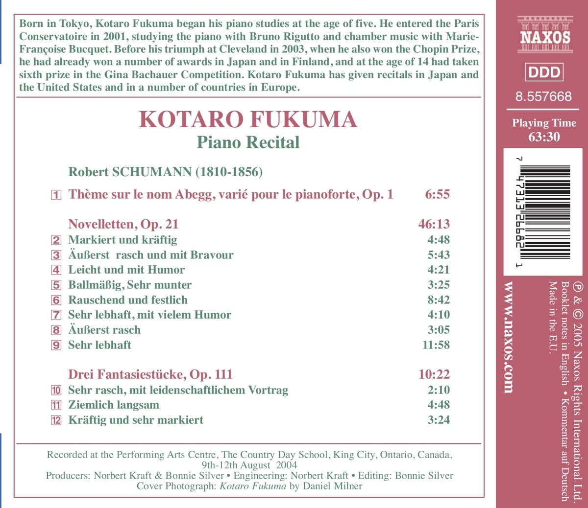 SCHUMANN: Abegg Variations; Novelletten; Fantasiestücke - slide-1