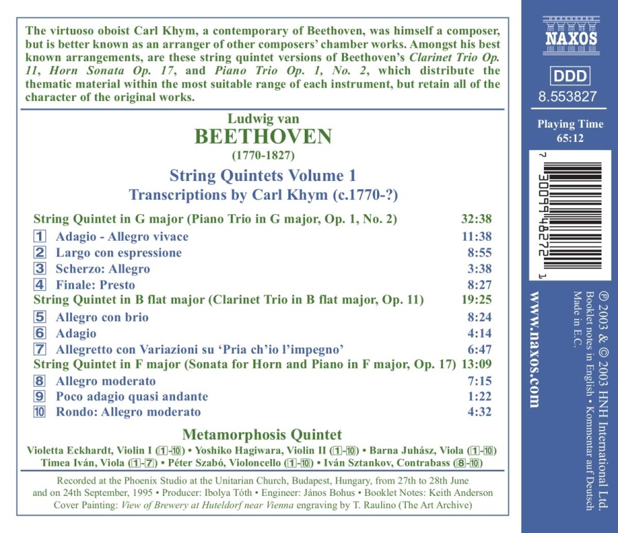 BEETHOVEN: String Quintets, Opp. 1, 11 and 17 - slide-1