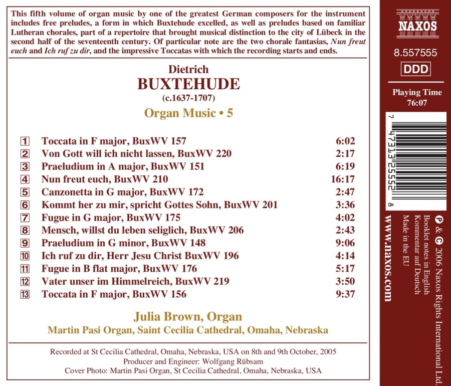 BUXTEHUDE: Organ Music, Vol. 5 - slide-1