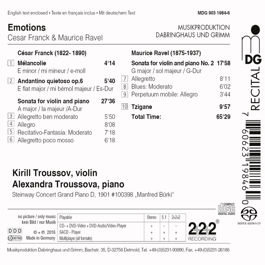 Emotions - Works for violin & piano by Franck and Ravel - slide-1