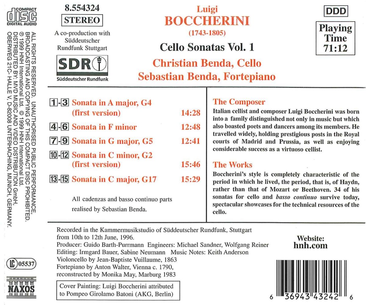 BOCCHERINI: Cello Sonatas vol. 1 - slide-1