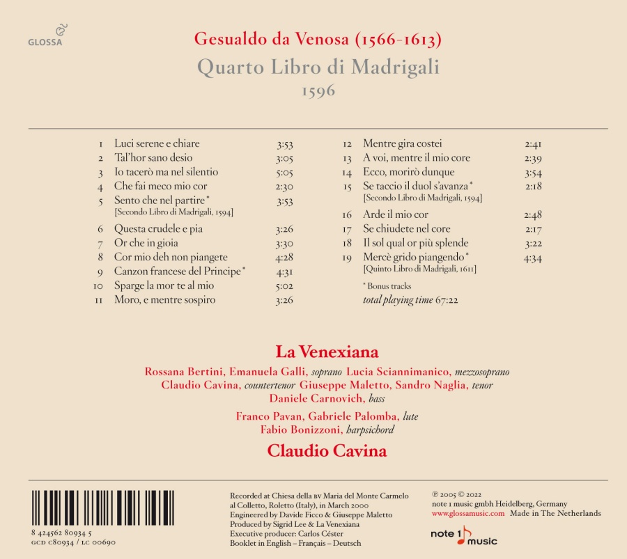 Gesualdo: Quarto Libro di Madrigali - slide-1