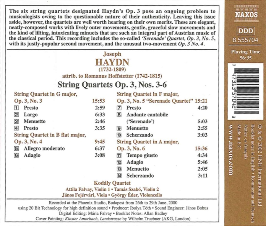 HAYDN: String Quartets Op. 3, Nos. 3 - 6 - slide-1