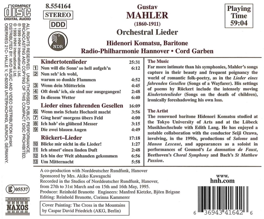 MAHLER: Lieder eines fahrenden Gesellen; Kindertotenlieder; Ruckert-Lieder - slide-1
