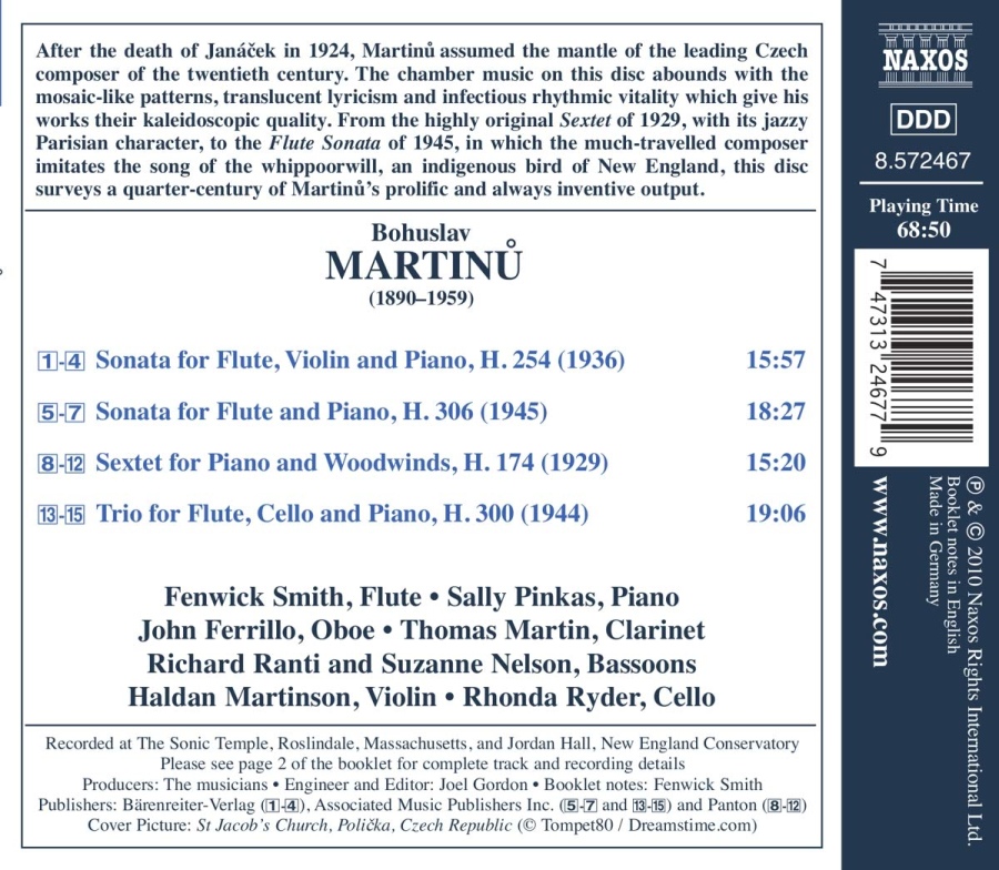MARTINU: Chamber Music with Flute - Flute Sonata, Sextet for Piano and Woodwinds, Trio for Flute, Cello and Piano - slide-1