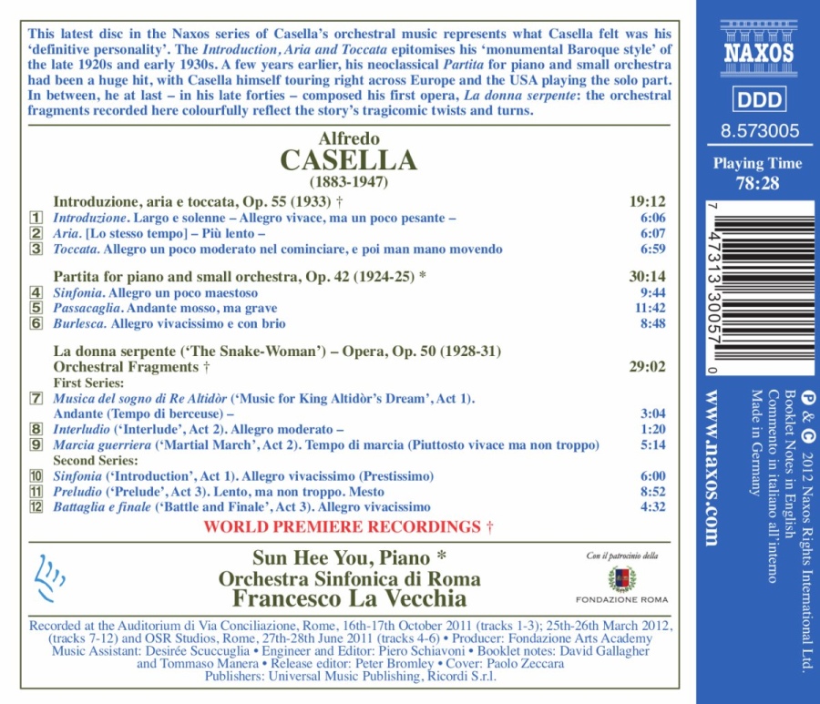 Casella: La donna serpente, Introduzione, aria e toccata, Partita for piano and orchestra - slide-1