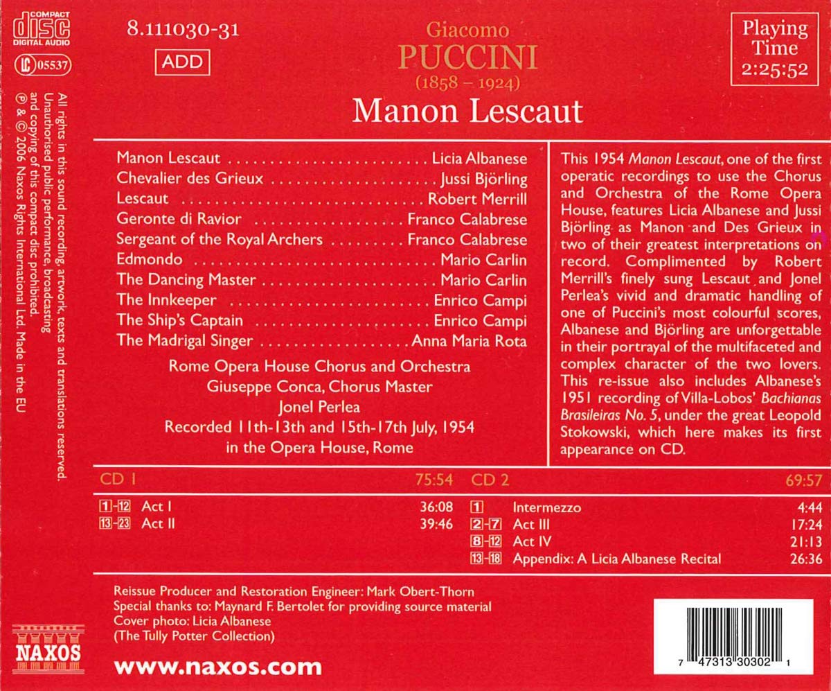 PUCCINI: Manon Lescaut - 1954  - slide-1