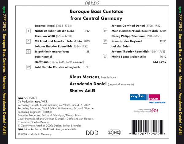 Baroque Bass Cantatas from Central Germany: Emanuel Kegel (1655-1724), Christian Wolff (1705-1773), Johann Theodor Roemhildt, Hoffmann, Johann Gottfried Donati (1706-1782), Georg Philipp Telemann - slide-1