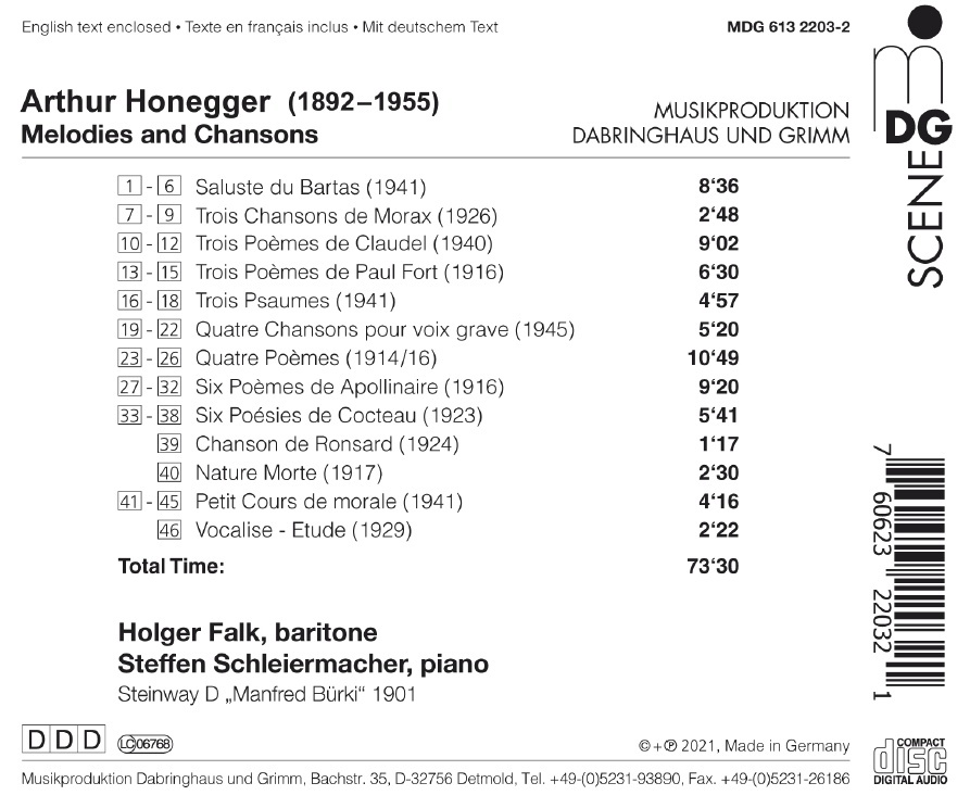 Honegger: Mélodies et Chansons - slide-1