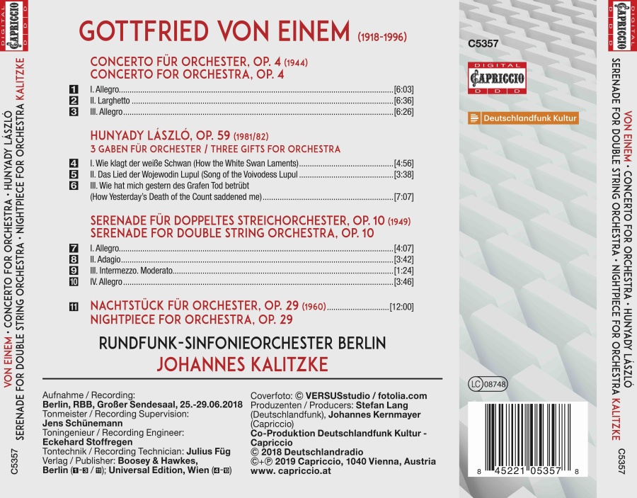 von Einem: Concerto for Orchestra; Hunyady László; Nachtstück; Serenade - slide-1