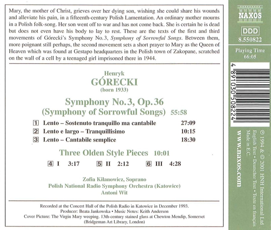 Górecki: Symfonia nr 3, Trzy utwory w dawnym stylu - slide-1