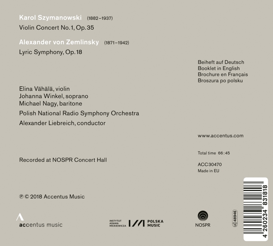Szymanowski: Violin Concerto No. 1 / Zemlinsky: Lyric Symphony - slide-1