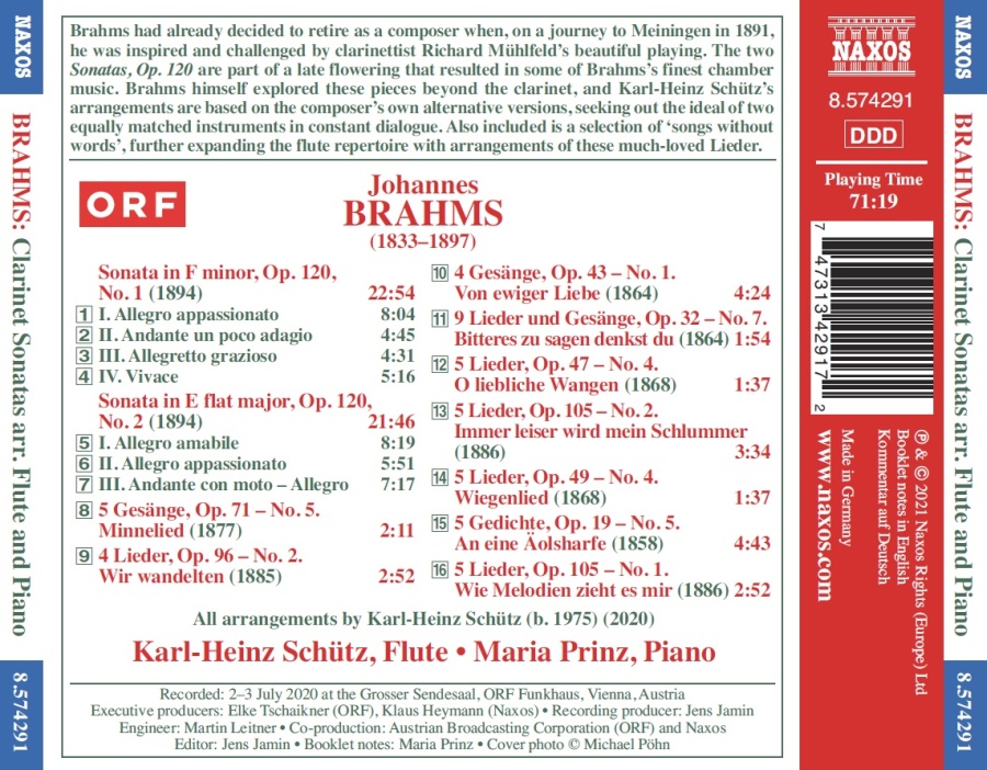 Brahms: Clarinet Sonatas (Flute and Piano Versions) - slide-1