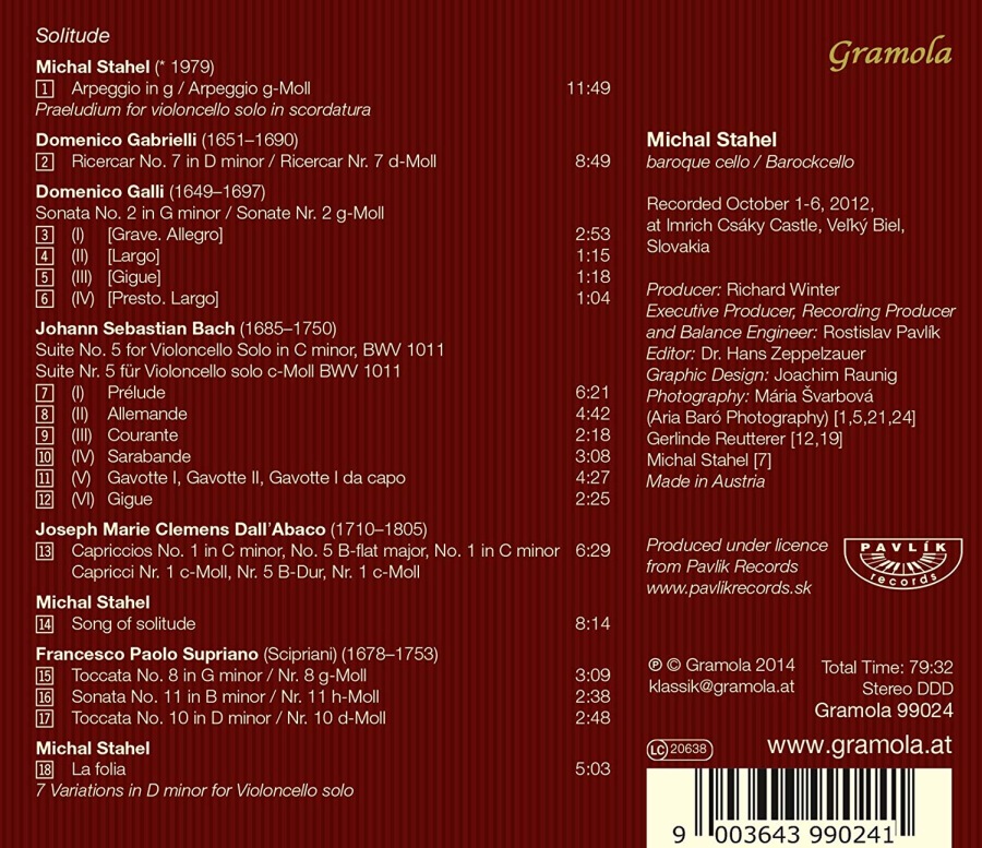 Michal Stahel: Solitude - Gabrielli, Galli, Bach, Dall’Abaco, Supriano & Stahel - slide-1