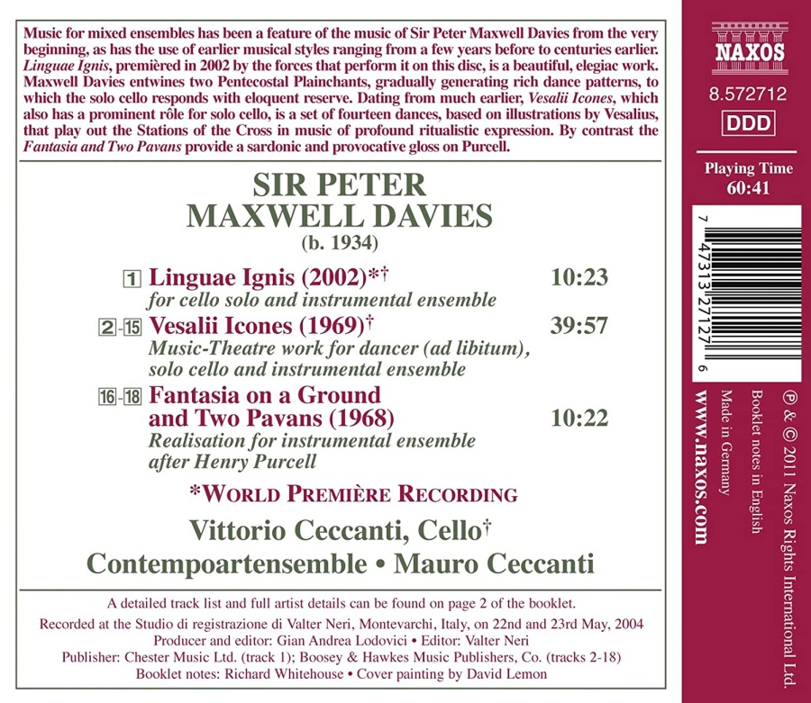 MAXWELL DAVIES: Linguae Ignis; Vesalii icones - slide-1